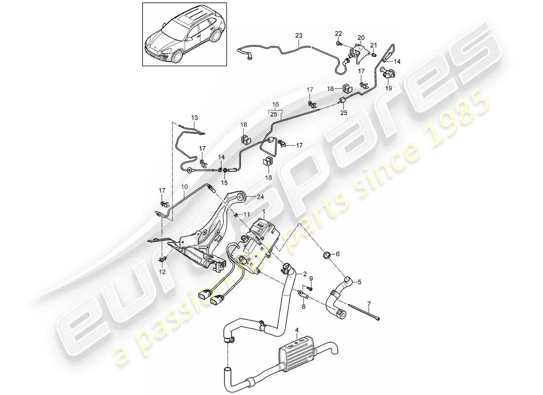 Porsche Cayenne E2 (2015) chauffage d'appoint Diagramme de pièce