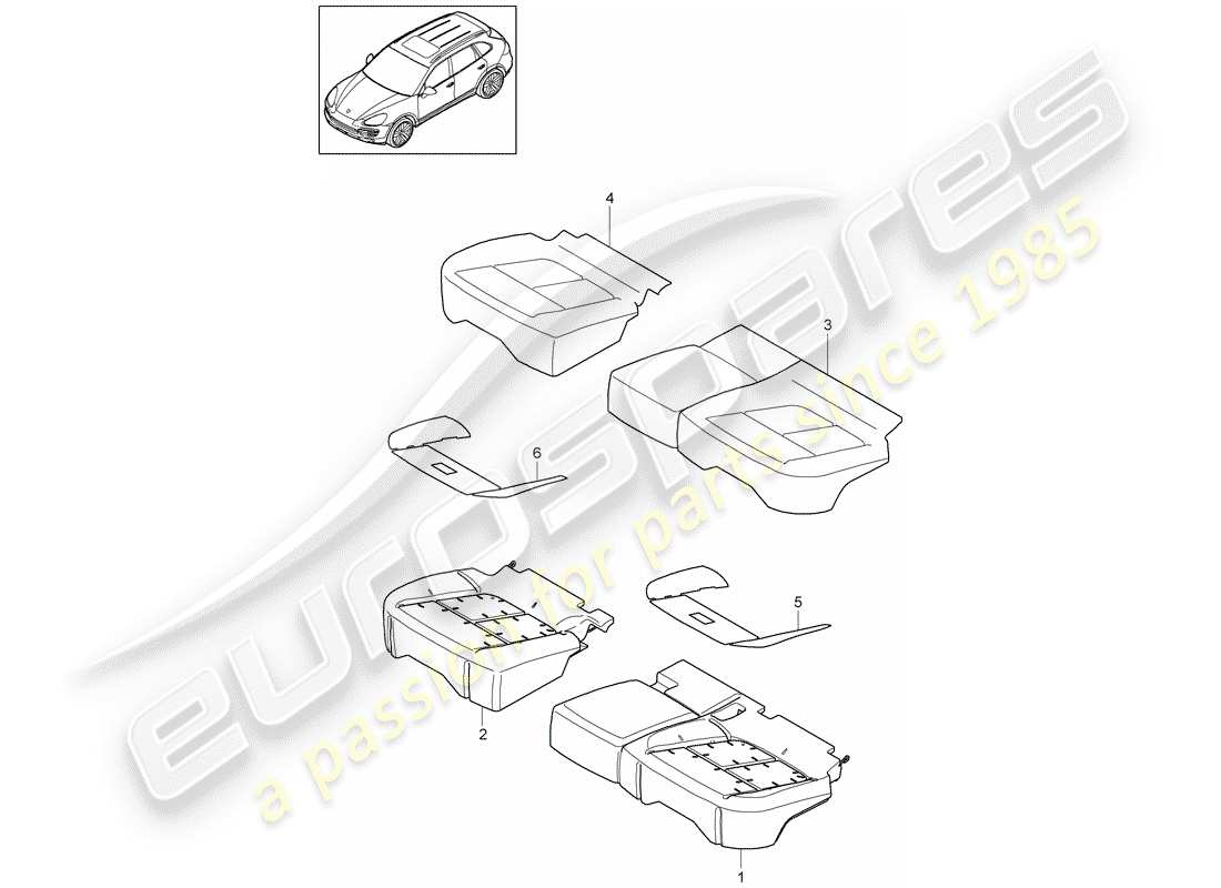 Porsche Cayenne E2 (2015) coussin de siege Diagramme de pièce