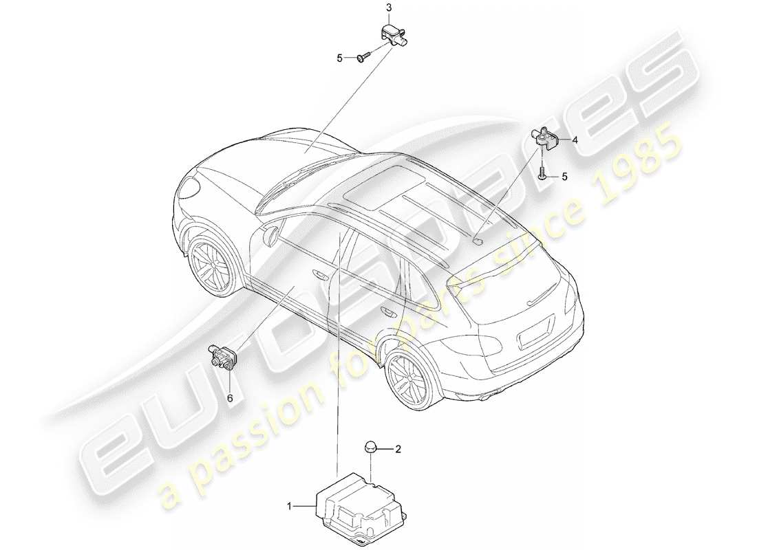 Porsche Cayenne E2 (2015) module de commande électronique Diagramme de pièce