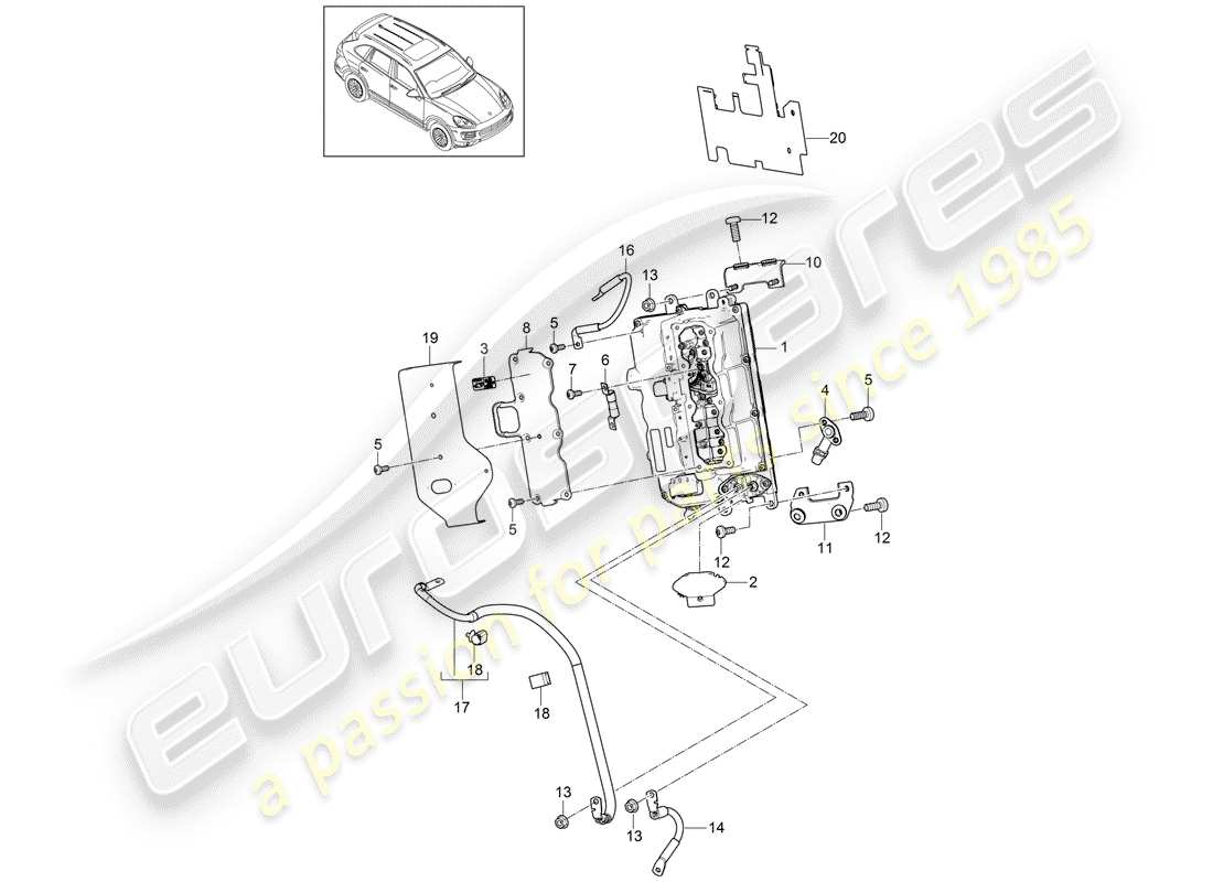 Porsche Cayenne E2 (2015) ÉLECTRONIQUE D'ALIMENTATION ET DE CONTRÔLE - Schéma des pièces