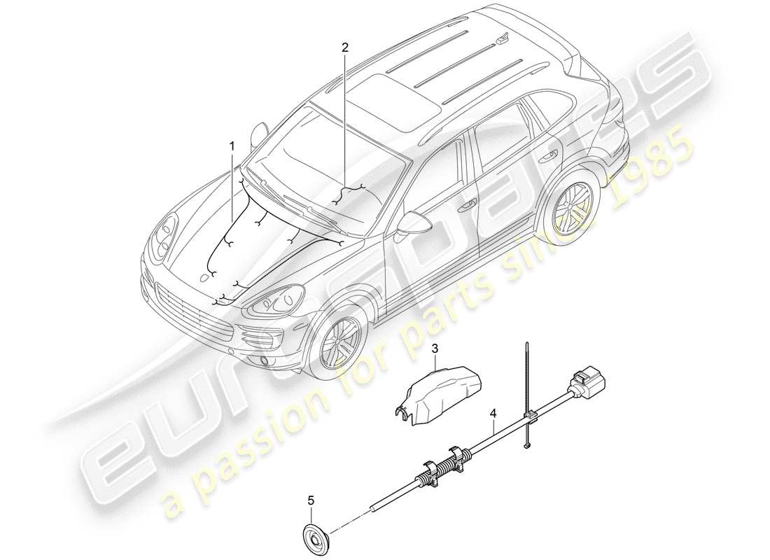 Porsche Cayenne E2 (2015) faisceaux de câbles Diagramme de pièce