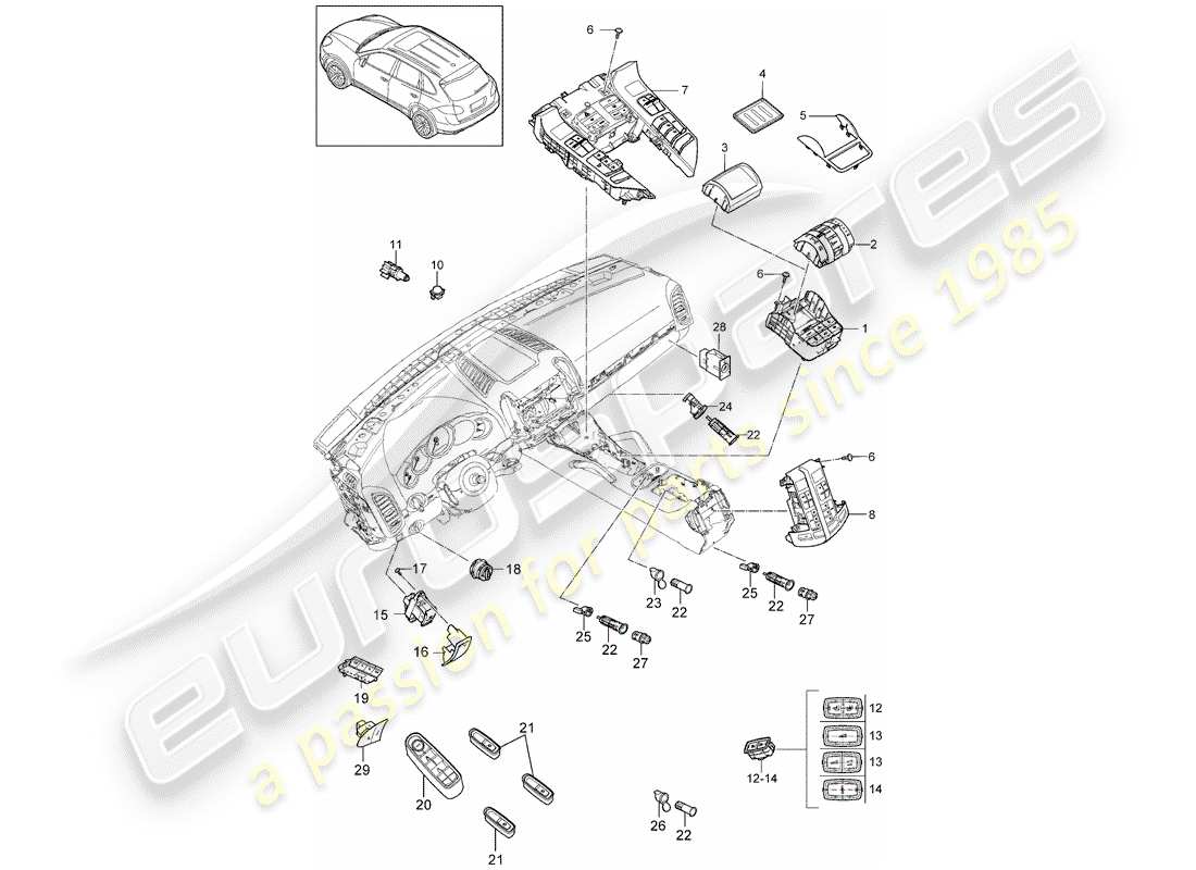 Porsche Cayenne E2 (2015) CHANGER Schéma des pièces