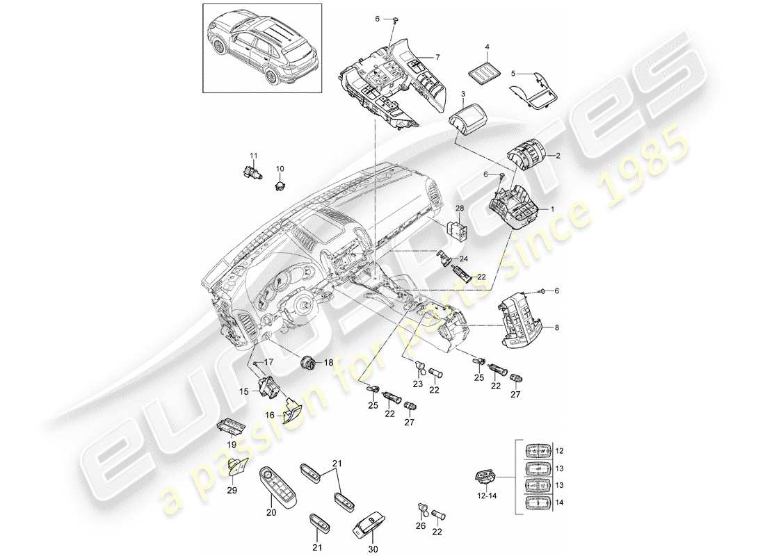 Porsche Cayenne E2 (2015) CHANGER Schéma des pièces