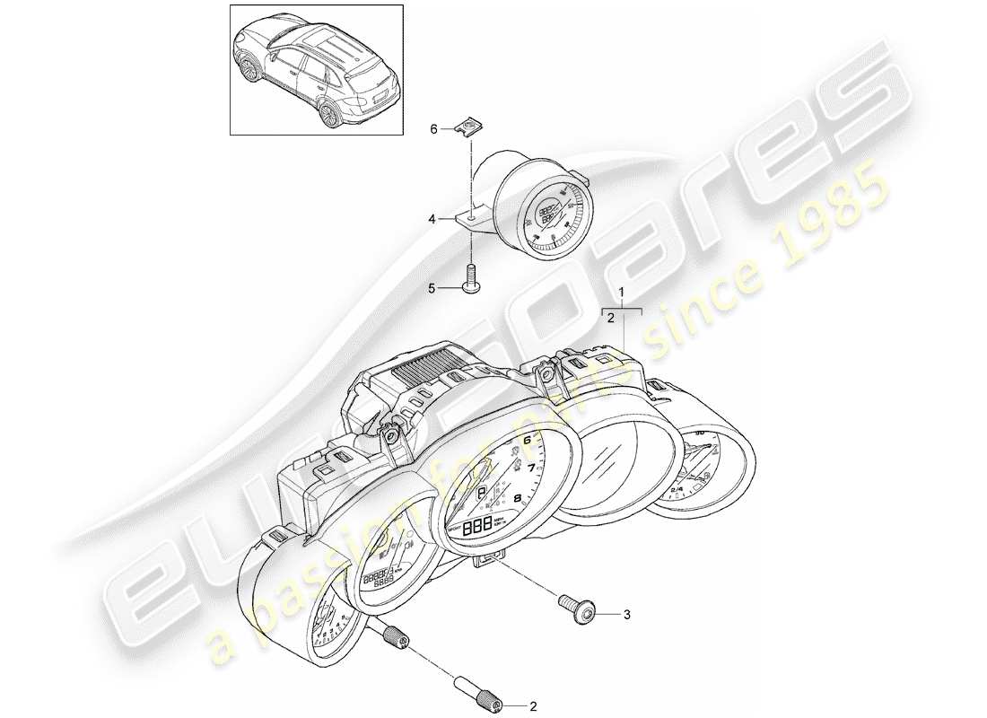 Porsche Cayenne E2 (2015) Instruments Diagramme de pièce