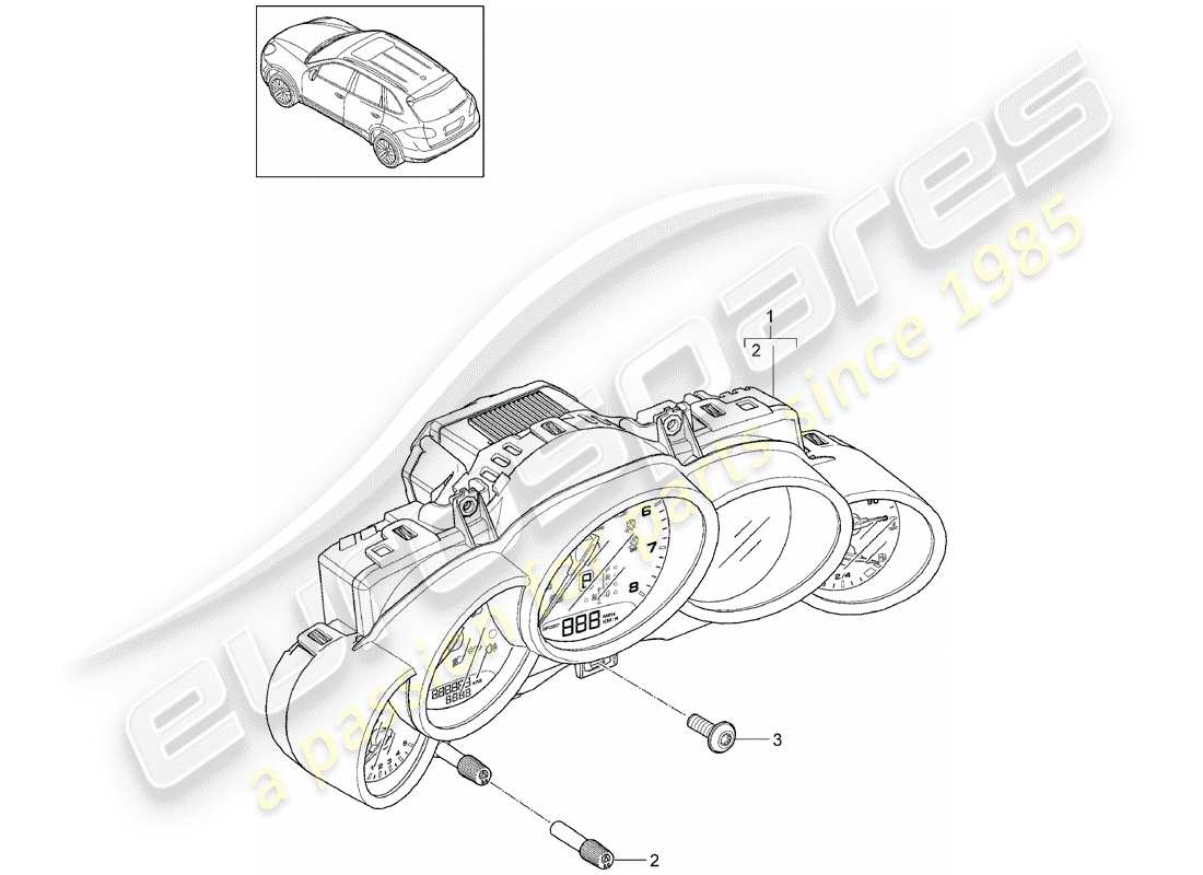 Porsche Cayenne E2 (2015) groupe d'instruments Diagramme de pièce