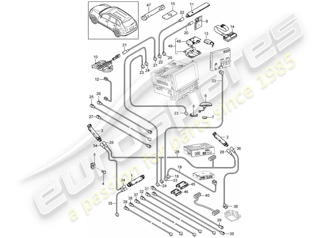Porsche Cayenne E2 (2015) amplificateur d'antenne Diagramme de pièce