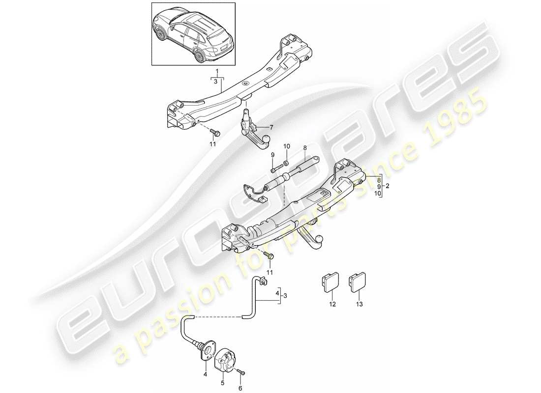 Porsche Cayenne E2 (2018) ATTELAGE DE REMORQUAGE Schéma des pièces