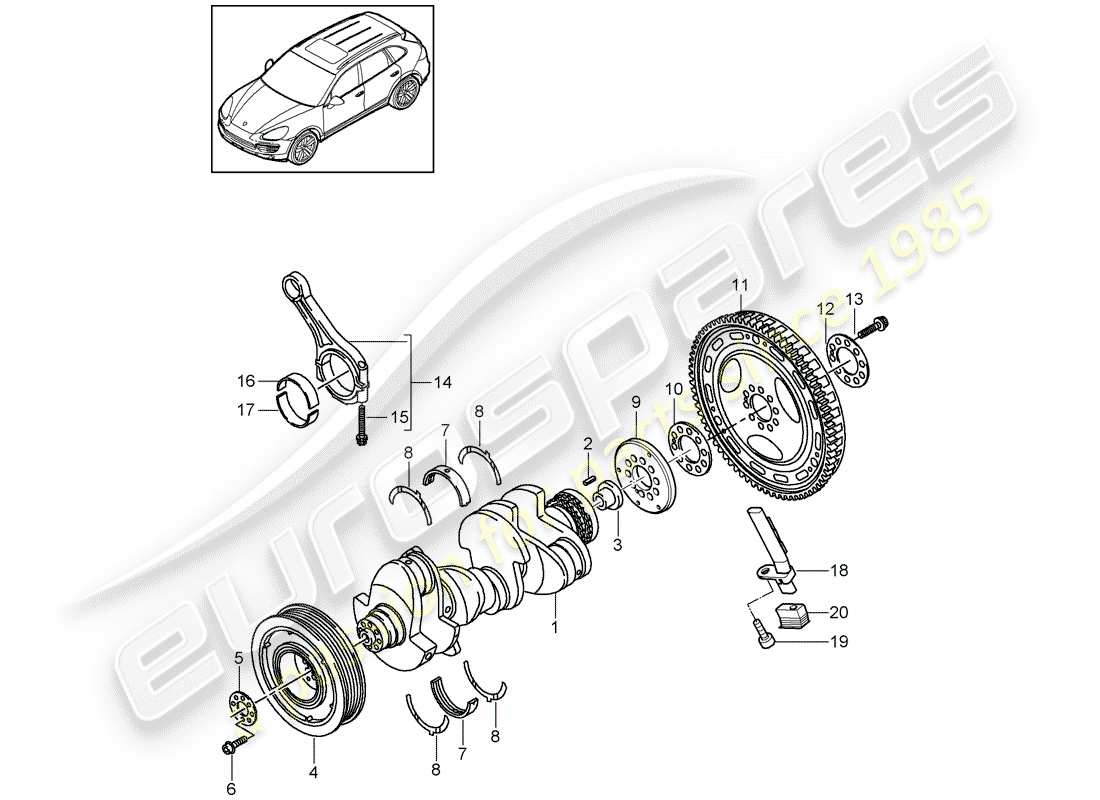 Porsche Cayenne E2 (2018) Vilebrequin Schéma des pièces