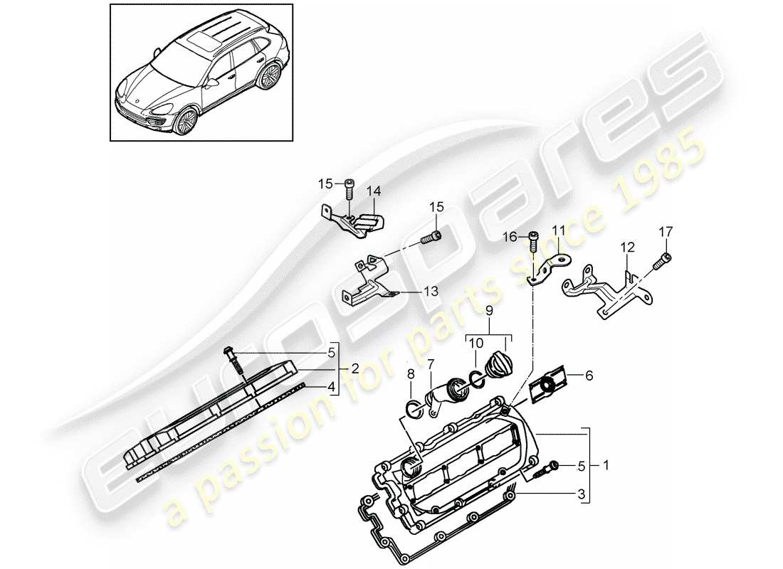 Porsche Cayenne E2 (2018) couvercle de soupape Diagramme de pièce
