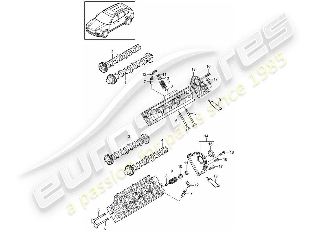 Porsche Cayenne E2 (2018) ARBRE À CAMES, SOUPAPES Diagramme de pièce