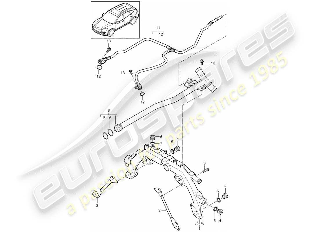 Porsche Cayenne E2 (2018) refroidissement par eau 1 Diagramme de pièce