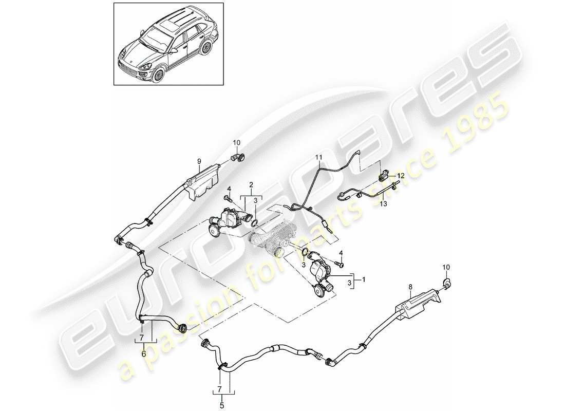 Porsche Cayenne E2 (2018) refroidisseur d'air Diagramme de pièce