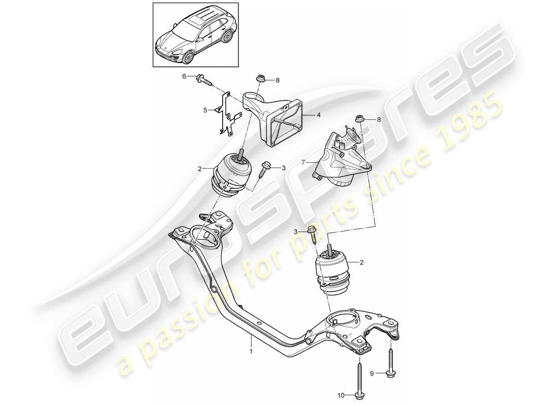 Porsche Cayenne E2 (2018) matériel de levage de moteur Diagramme de pièce