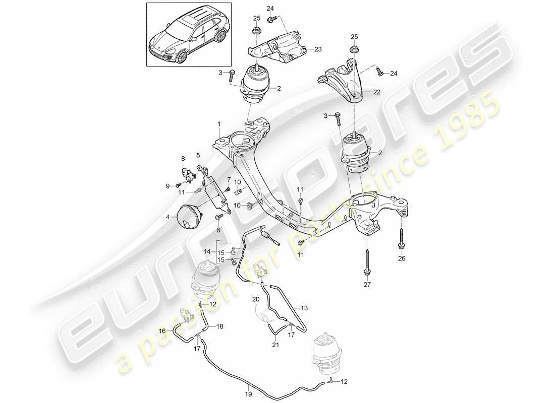 Porsche Cayenne E2 (2018) matériel de levage de moteur Diagramme de pièce