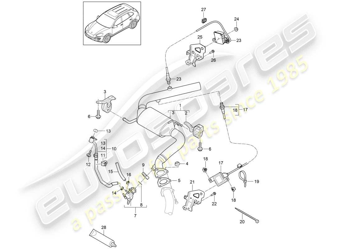 Porsche Cayenne E2 (2018) Système d'échappement Diagramme de pièce