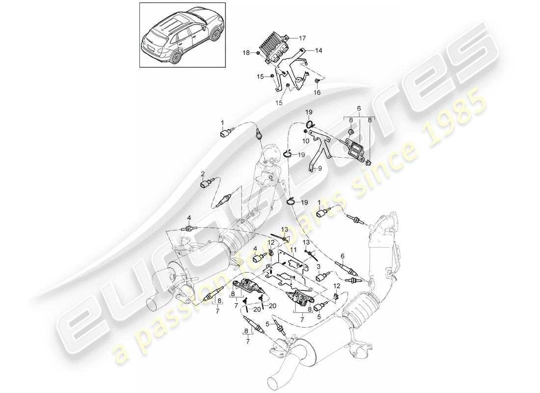 Porsche Cayenne E2 (2018) Système d'échappement Diagramme de pièce
