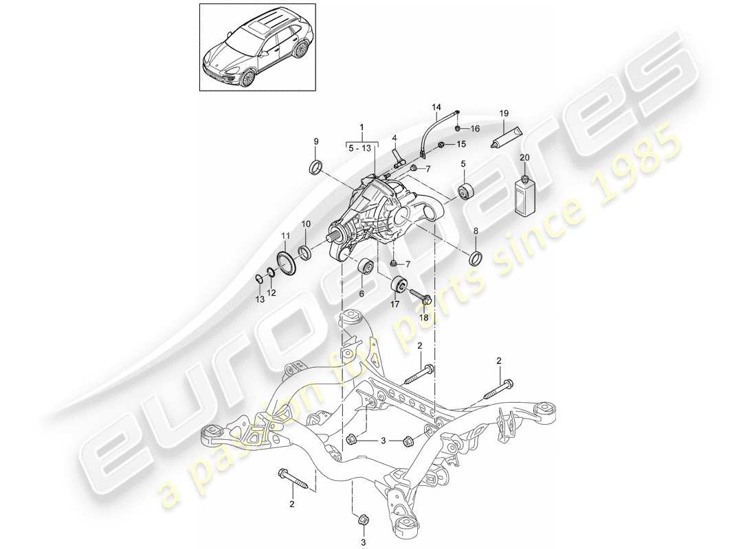 Porsche Cayenne E2 (2018) Trains arrière, Différentiels Diagramme de pièce