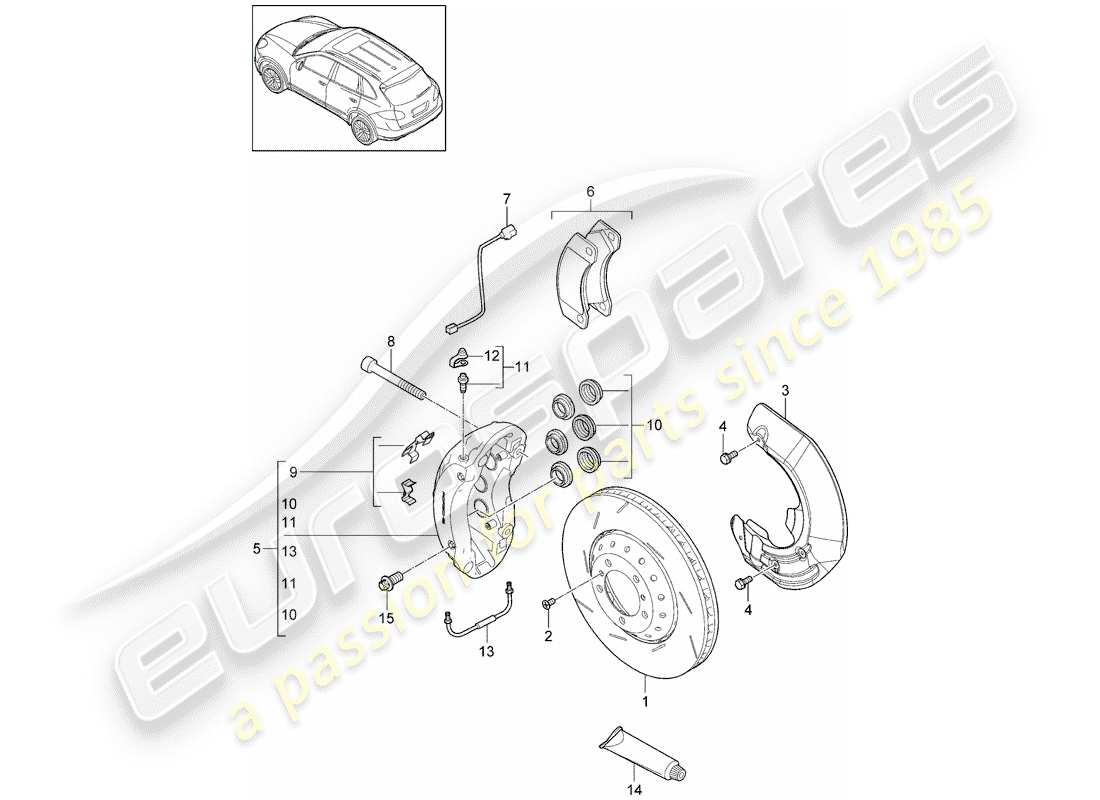 Porsche Cayenne E2 (2018) freins à disque Diagramme de pièce