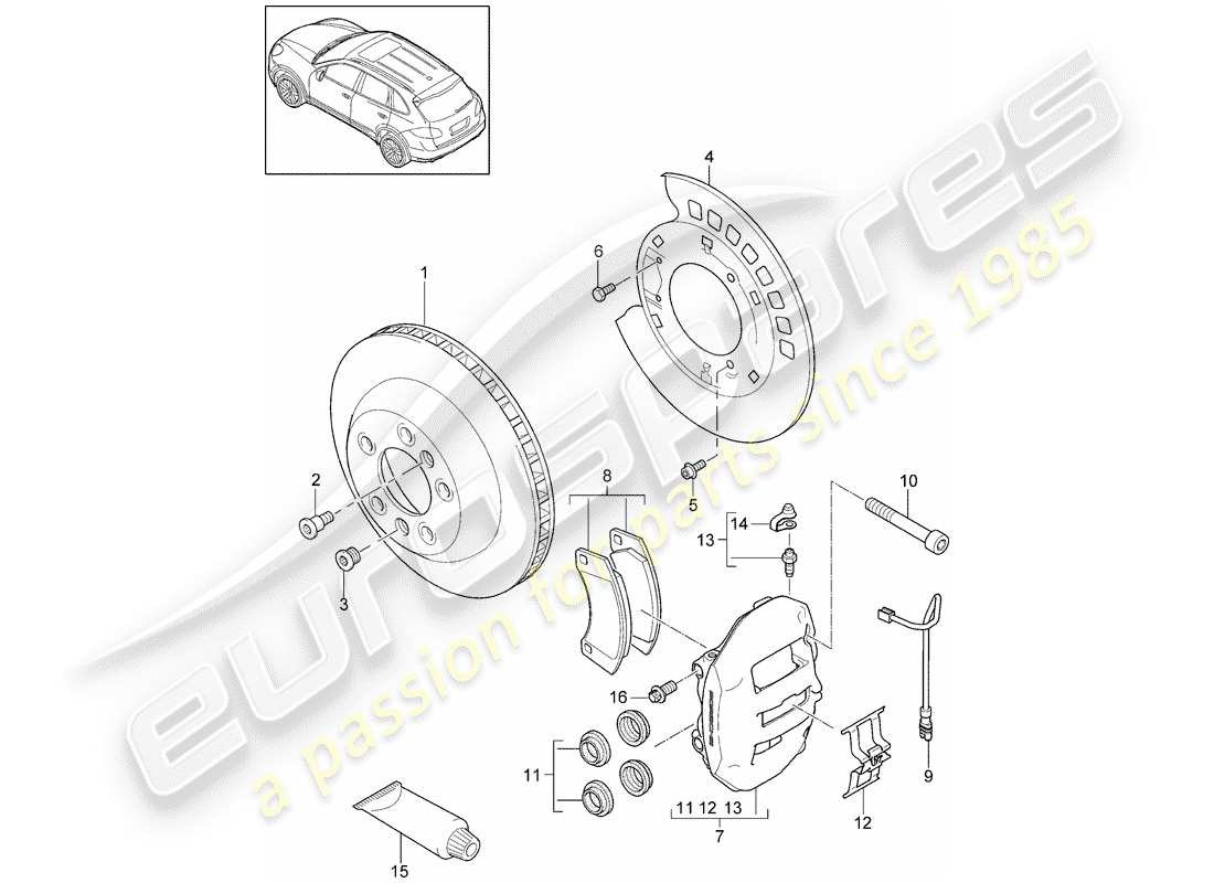 Porsche Cayenne E2 (2018) freins à disque Diagramme de pièce