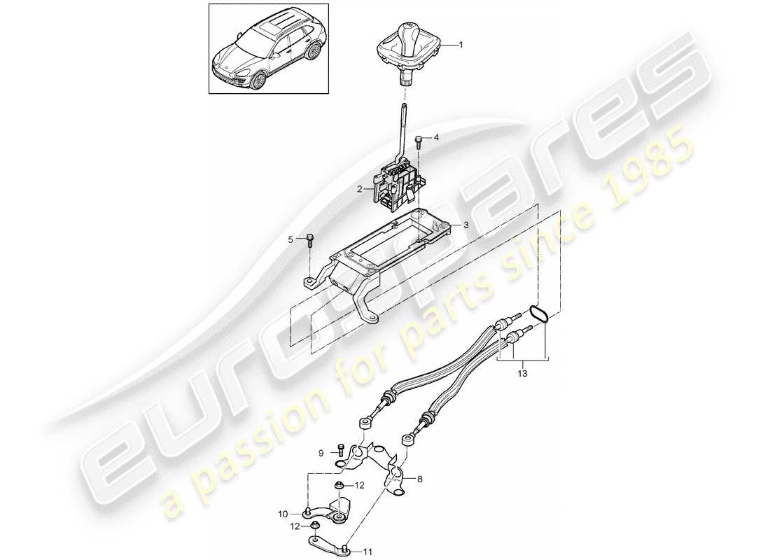 Porsche Cayenne E2 (2018) Contrôle des transmissions Diagramme de pièce