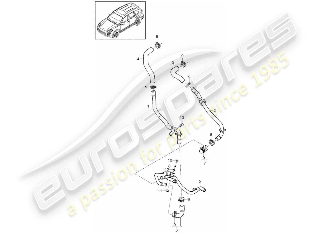 Porsche Cayenne E2 (2018) Chauffage Schéma des pièces