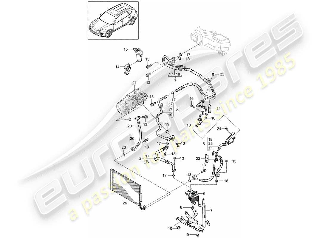 Porsche Cayenne E2 (2018) circuit frigorifique Diagramme de pièce
