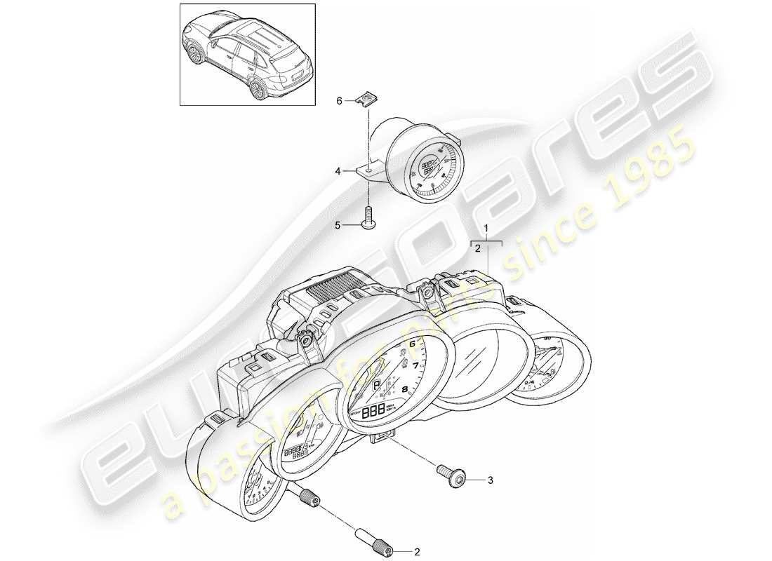 Porsche Cayenne E2 (2018) Instruments Diagramme de pièce