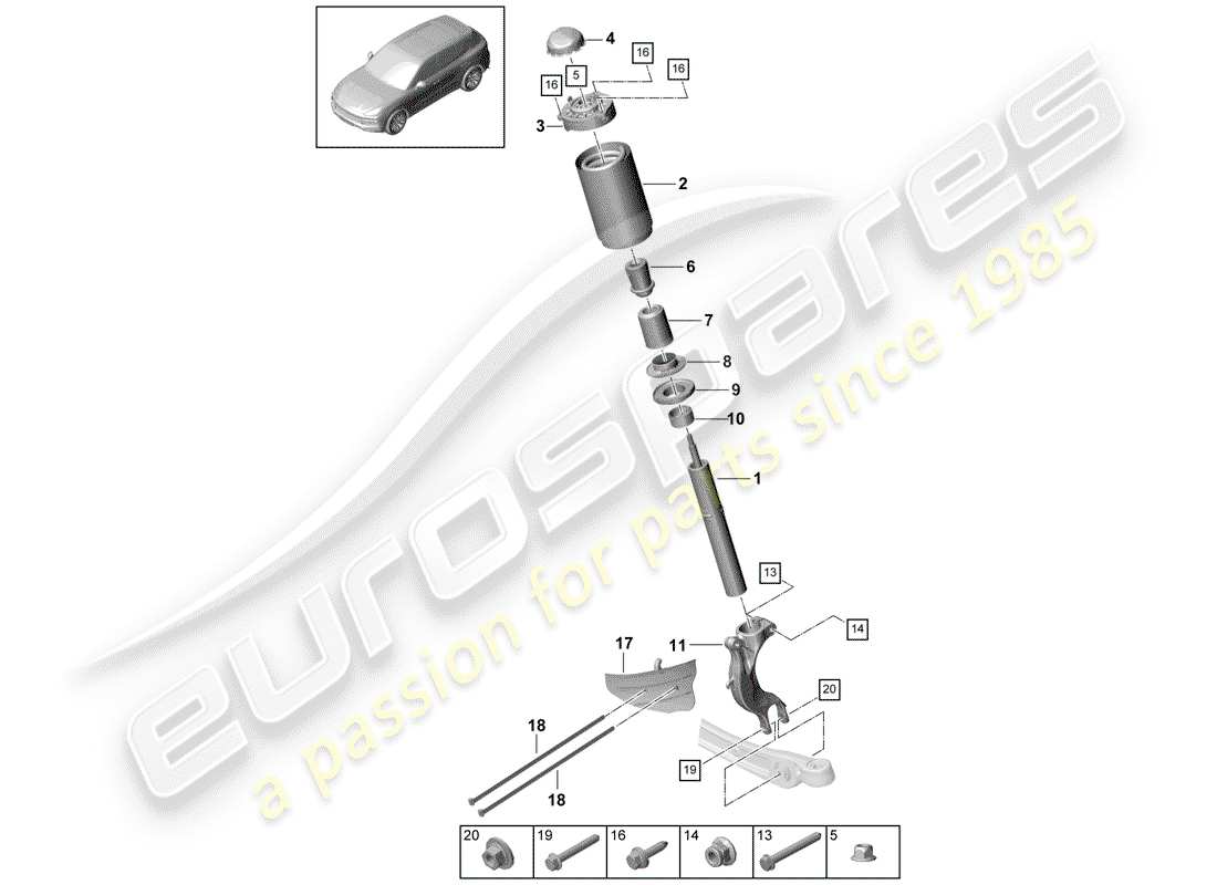 Porsche Cayenne E3 (2018) SUSPENSION Schéma des pièces