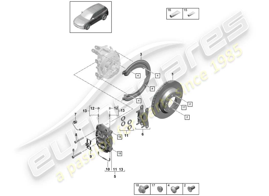 Porsche Cayenne E3 (2018) freins à disque Schéma des pièces