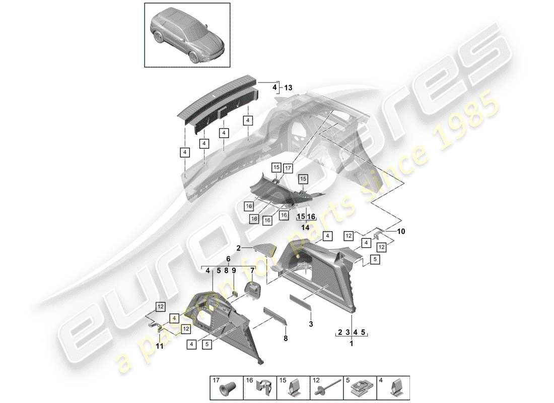 Porsche Cayenne E3 (2018) doublure de botte Schéma des pièces
