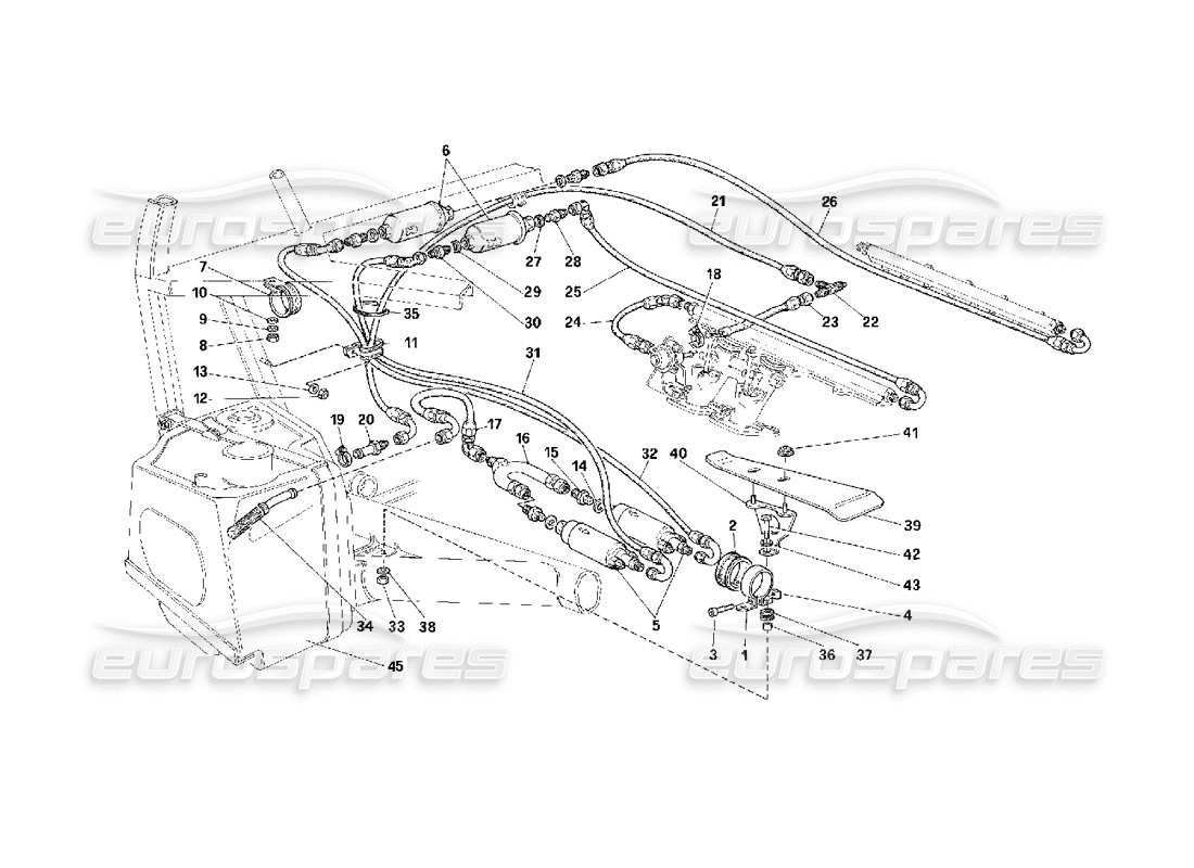 Ferrari F40 Pompe et tuyauterie de carburant - Pas pour les États-Unis - Schéma des pièces