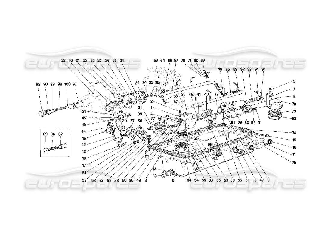 Ferrari F40 Lubrification - Pompes Diagramme de pièce