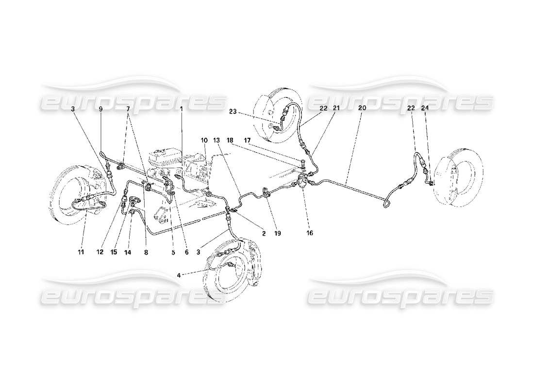 Ferrari F40 Système de freinage - Valide pour les États-Unis - Schéma des pièces