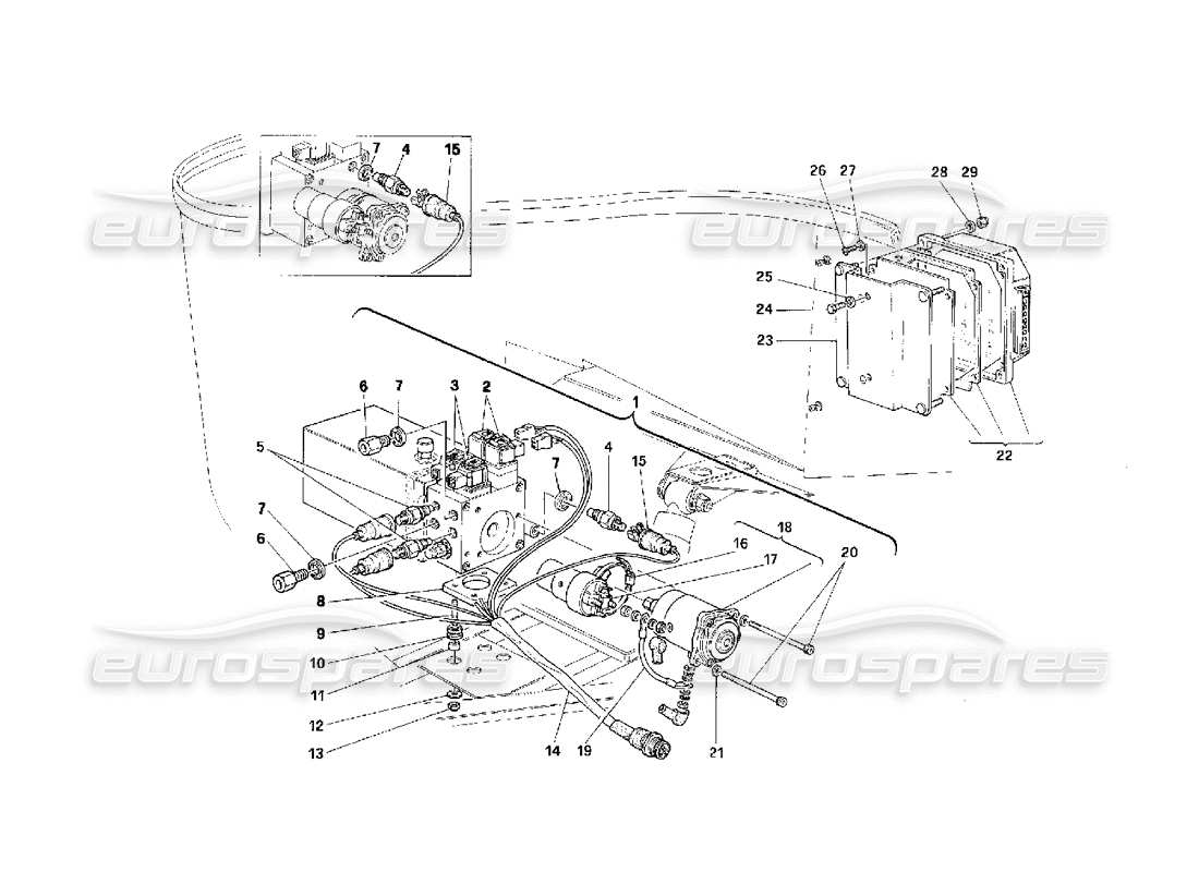 Ferrari F40 Systèmes de levage -Unités - Diagramme des pièces