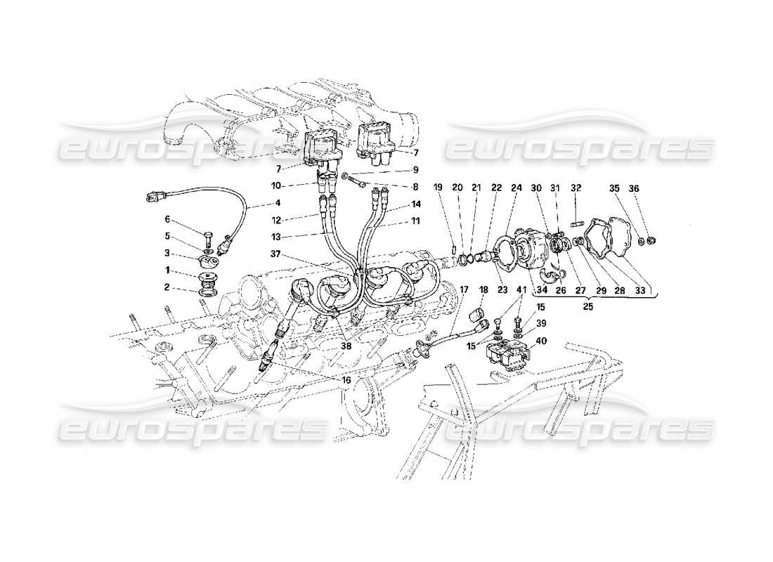 Ferrari F40 Allumage du moteur Diagramme de pièce