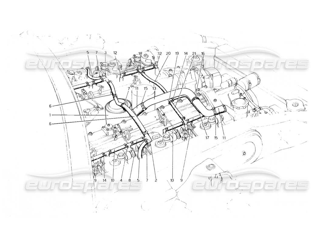 Ferrari 400 Schéma des pièces du système de soufflage GT (mécanique) (400 automatique)
