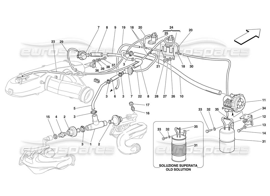 Ferrari F50 Dispositif d'injection d'air Schéma des pièces