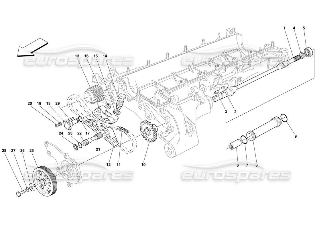Ferrari F50 Pompe huile-eau - Commandes Schéma des pièces