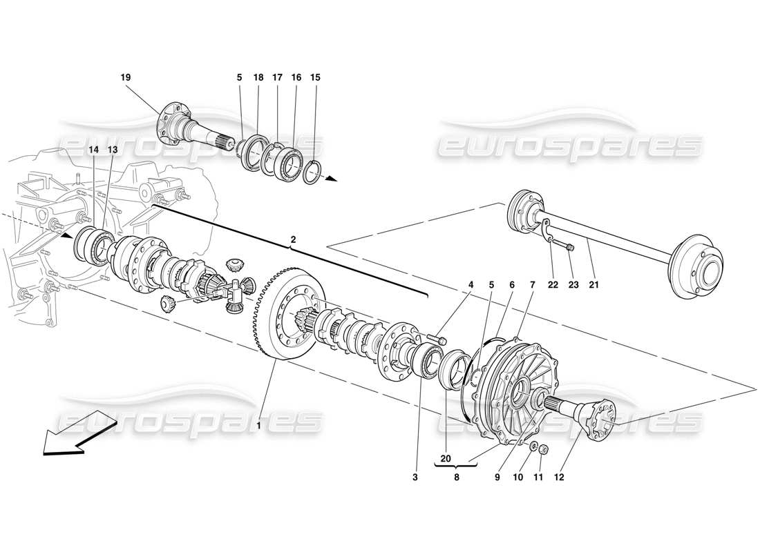 Ferrari F50 Differential & Axle Shafts Schéma des pièces