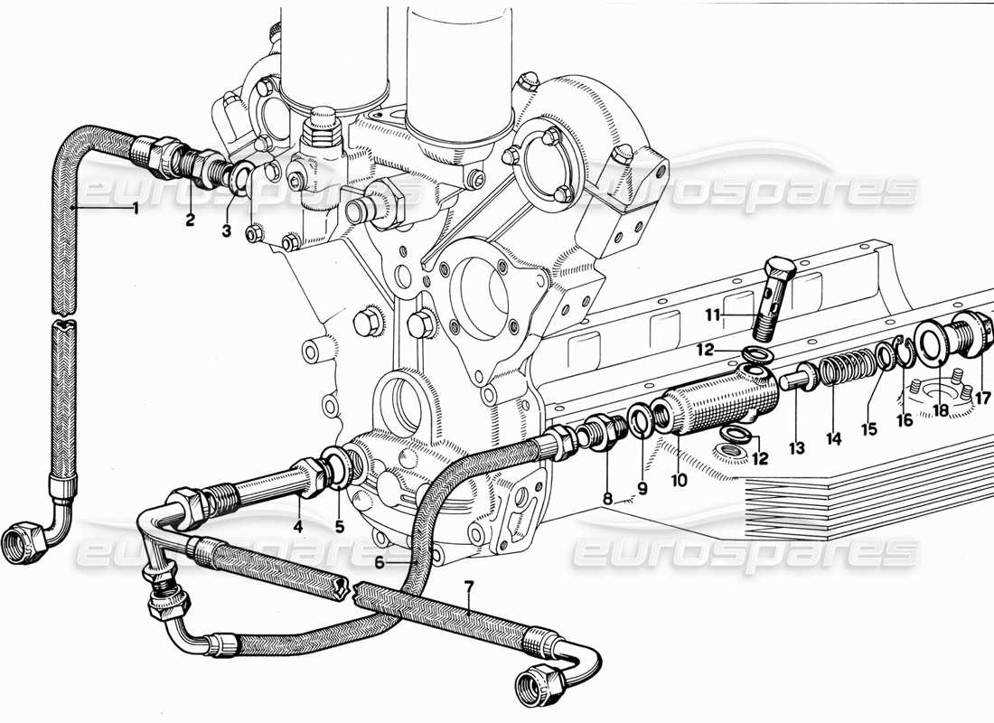 Ferrari 365 GT 2+2 (mécanique) SOUPAPE DE PRESSION D'HUILE Schéma des pièces