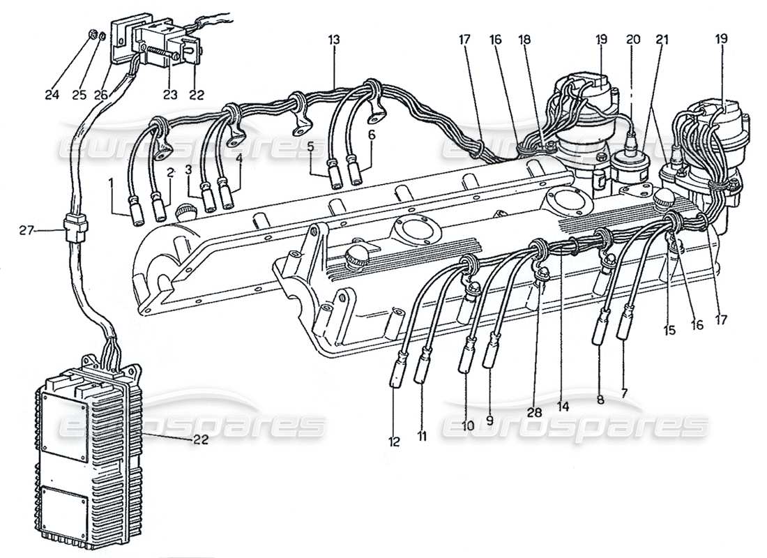 Ferrari 365 GT 2+2 (mécanique) Allumage Schéma des pièces