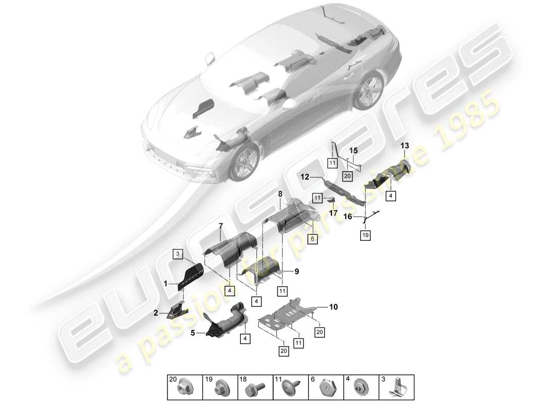 Porsche Panamera 971 (2017) garnitures Schéma des pièces