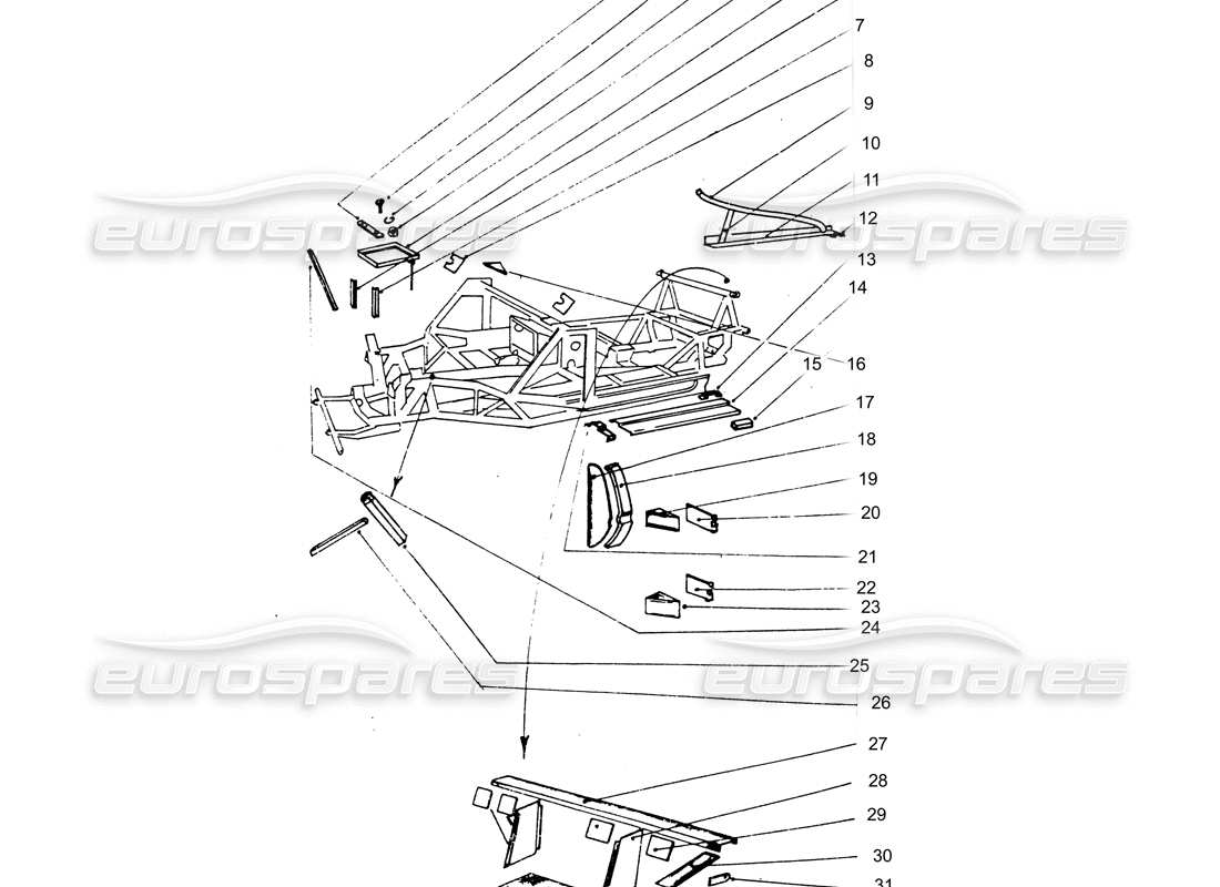 Ferrari 365 GTB4 Daytona (carrosserie) Panneaux intérieurs Schéma des pièces