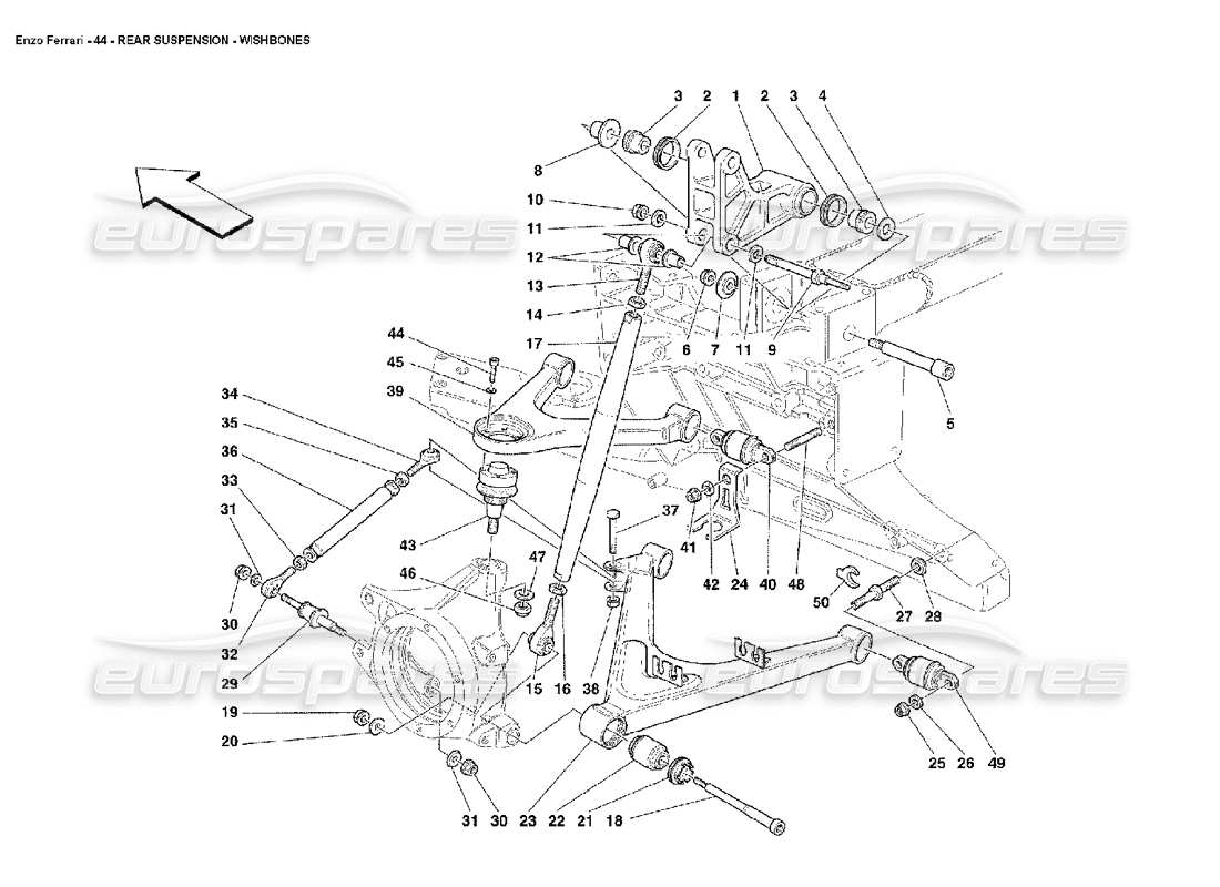 Ferrari Enzo Triangles de suspension arrière Schéma des pièces