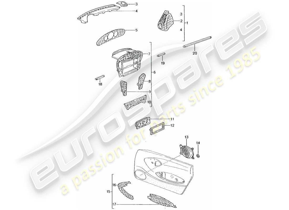 Porsche Tequipment catalogue (1996) Compartiment pour les passagers Diagramme de pièce