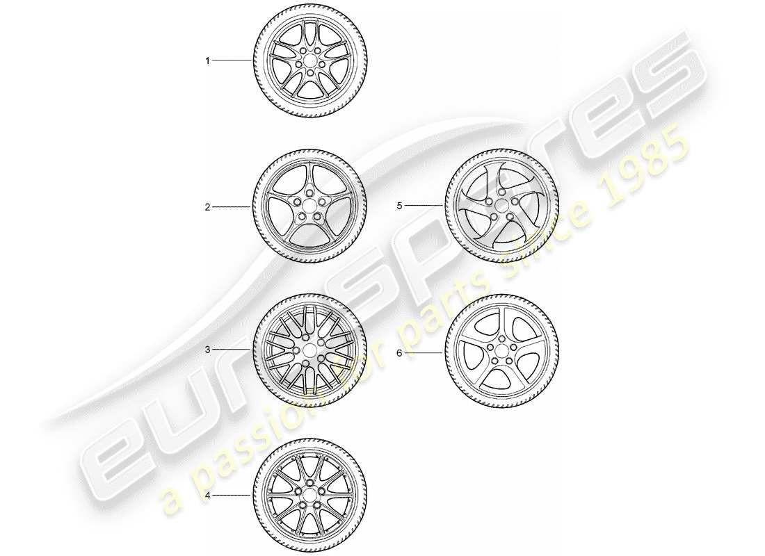 Porsche Tequipment catalogue (2003) ensembles de roues dentées Schéma des pièces
