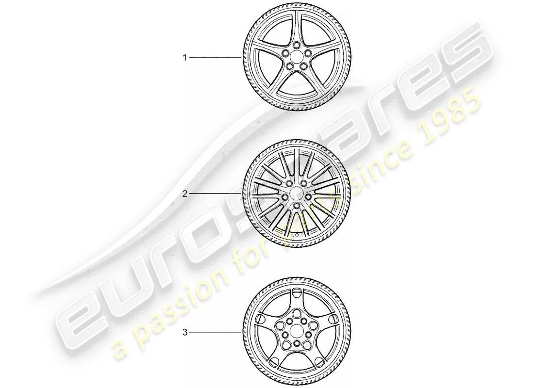 Porsche Tequipment catalogue (2003) ensembles de roues dentées Schéma des pièces