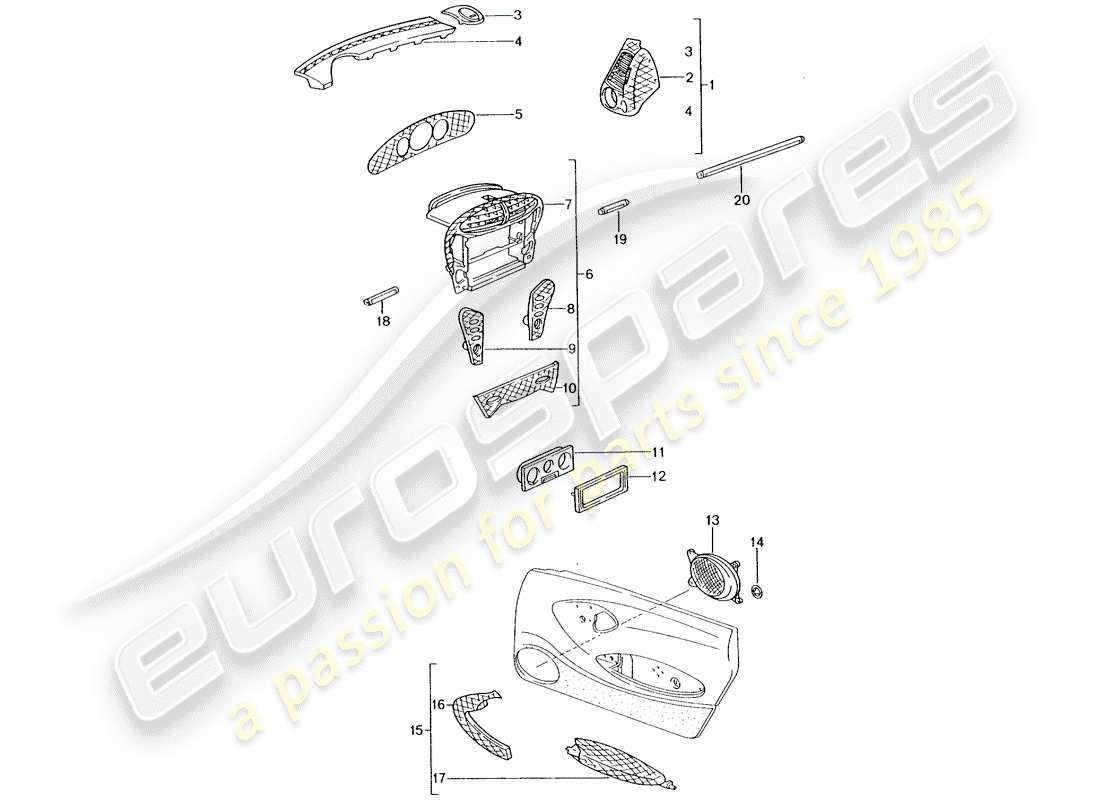 Porsche Tequipment catalogue (2003) Compartiment pour les passagers Diagramme de pièce