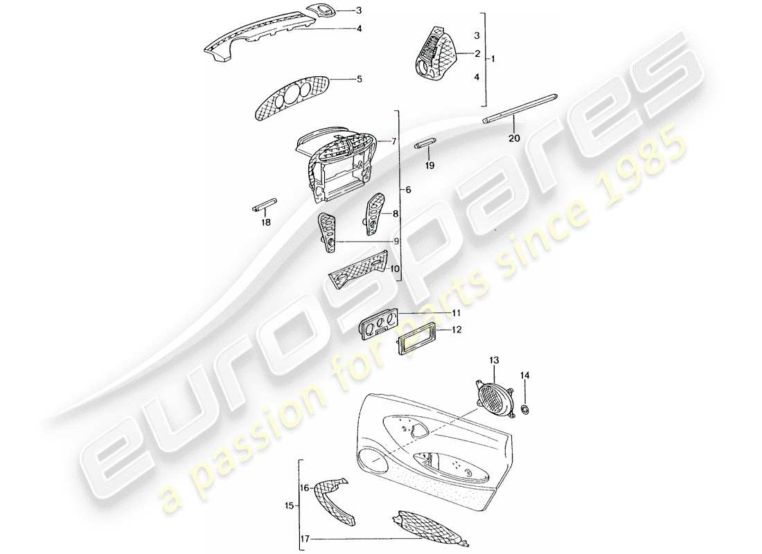 Porsche Tequipment catalogue (2004) Compartiment pour les passagers Diagramme de pièce
