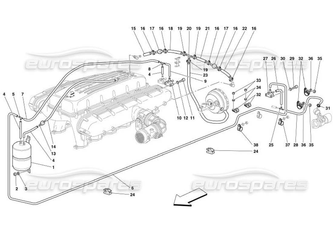 Ferrari 575 Superamerica Système d'actionneur pneumatique Diagramme de pièce
